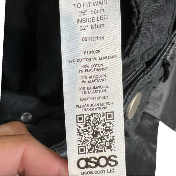 ASOS Denim High Waist Coated Leather Look Skinny Leg Jeans, Size 26 NWT - Picture 10 of 14